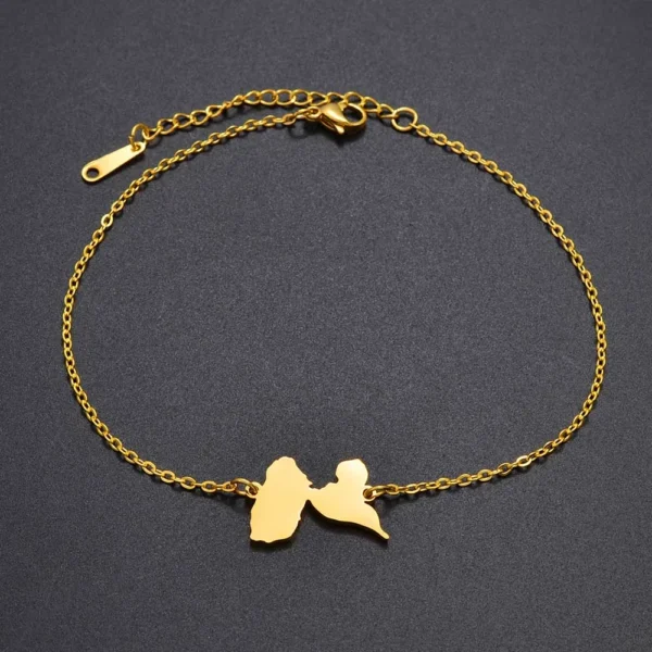 Bracelets de cheville France Guadows Oupe Map pour femme, acier inoxydable, bijoux de pied, JO@ 323121, 21cm + 4cm – Image 5