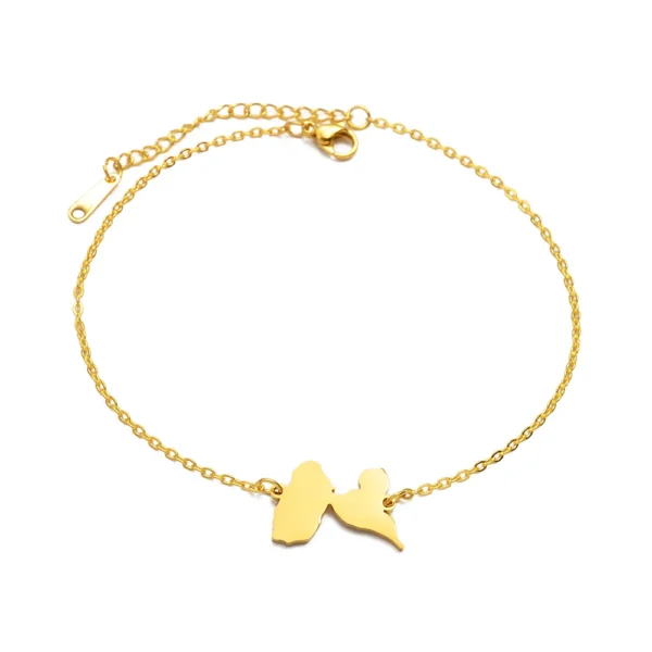Bracelets de cheville France Guadows Oupe Map pour femme, acier inoxydable, bijoux de pied, JO@ 323121, 21cm + 4cm – Image 4