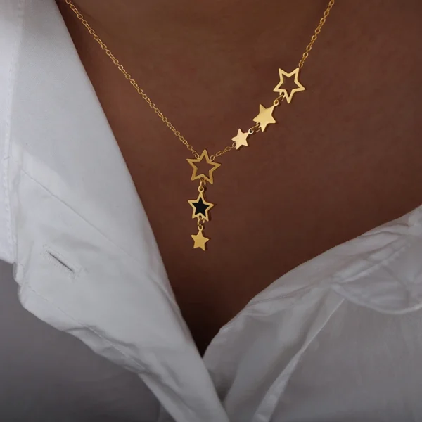 ChimStar-Collier pendentif pour femme, haute qualité, acier inoxydable, plaqué or, JOBlack, acrylique, accessoires de bijoux à la mode – Image 2