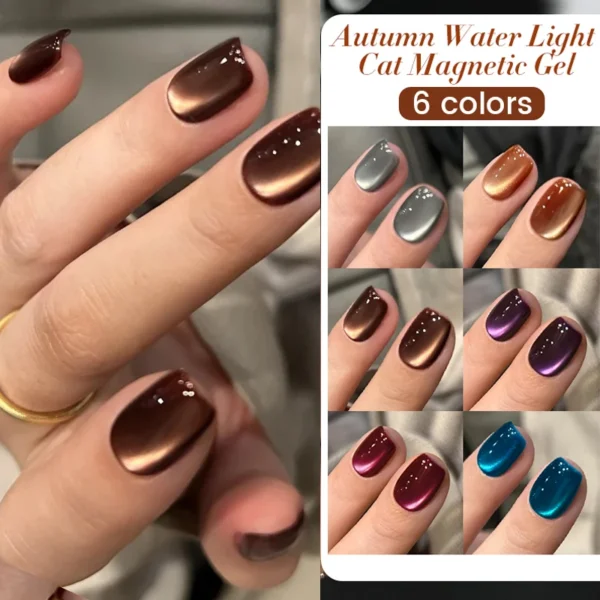 Gel magnétique Œil de Chat à Effet Lumineux Aqua pour ongles d'automne et d'hiver Vernis à ongles UV semi-permanent à tremper