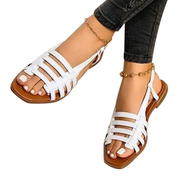 Sandales romaines ajourées pour femmes, chaussures de plage ouvertes, style gladiateur, grande taille 35-43, été – Image 3