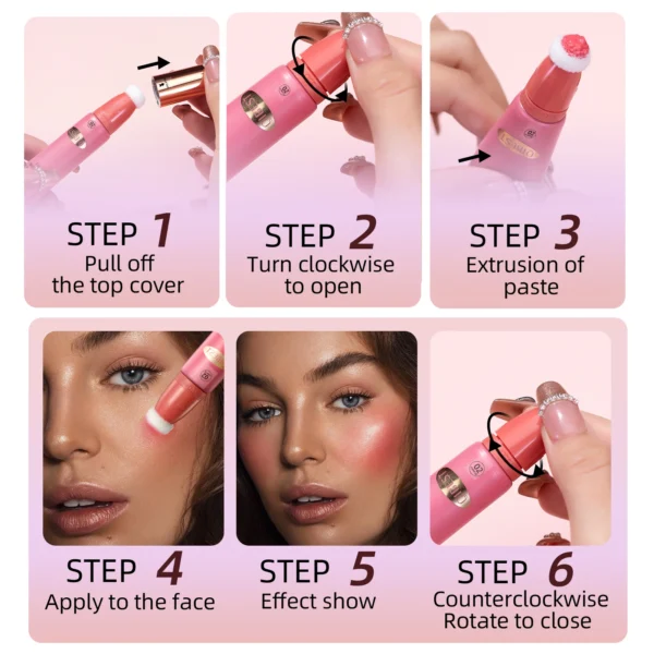 QIBEST Contour liquide avec applicateur coussiné – Fard à joues liquide crémeux et surligneur avec finition chatoyante naturelle – Image 6