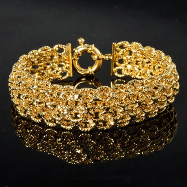 Bracelet chaîne en cuivre plaqué or 18 carats unisexe, bracelet Miami Sidewalk, Punk Hip Hop, bijoux, cadeau de fête, 18mm de large, nouveau – Image 4