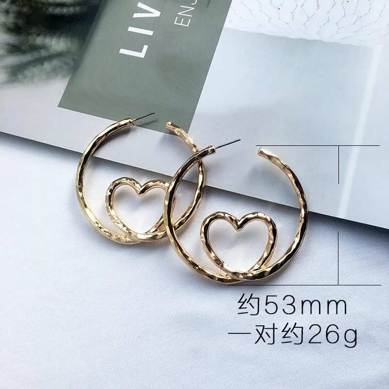 Boucles d'oreilles Love Coussins Big Loop Circle Stud pour femme, 2024 Nouveau – Image 2
