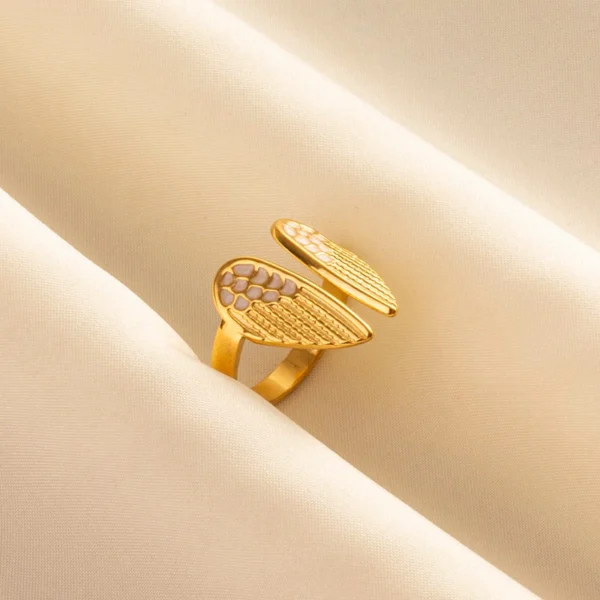 Bague en émail blanc pour hommes et femmes, soleil, lune, étoile, cœur, ailes, matiques en acier inoxydable, bijoux de doigt de style Ins, pas de décoloration, mode – Image 4