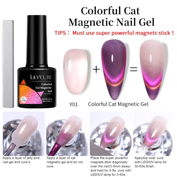 Vernis à ongles magnétique 9D réfléchissant scintillant arc-en-ciel semi-permanent à tremper – Image 6