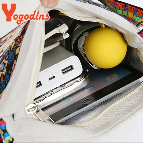 Sac à bandoulière éléphant brodé pour femme, sac à main portable rétro, nylon, décontracté, grande capacité. – Image 6
